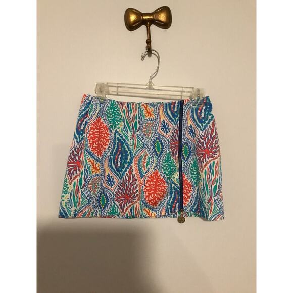 Lilly Pulitzer Auden Multi Color Let Minnow Print Skort with Zipper - Size 00 - Picture 1 of 9